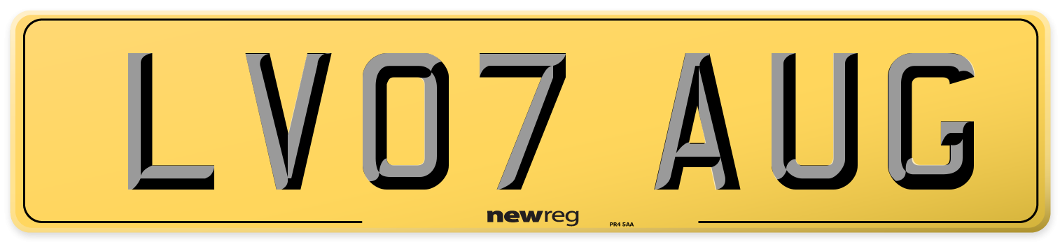 LV07 AUG Rear Number Plate