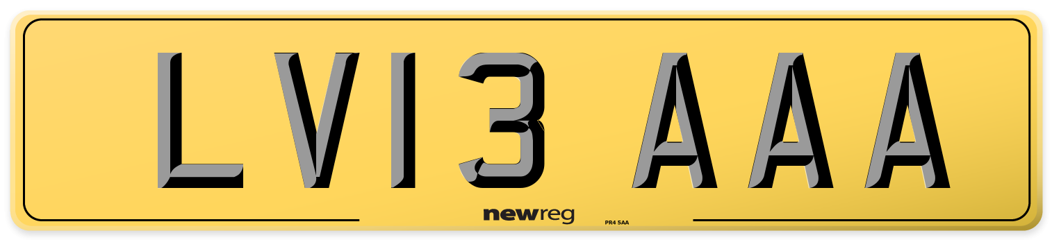 LV13 AAA Rear Number Plate