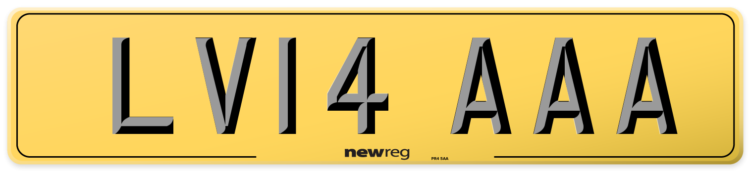 LV14 AAA Rear Number Plate