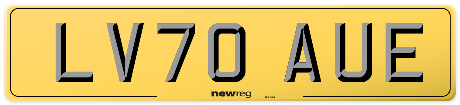 LV70 AUE Rear Number Plate