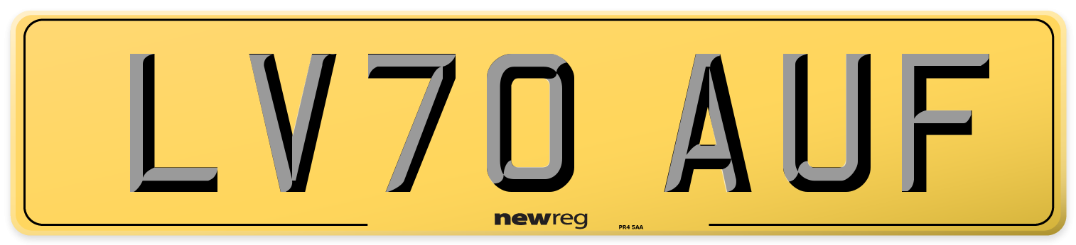 LV70 AUF Rear Number Plate