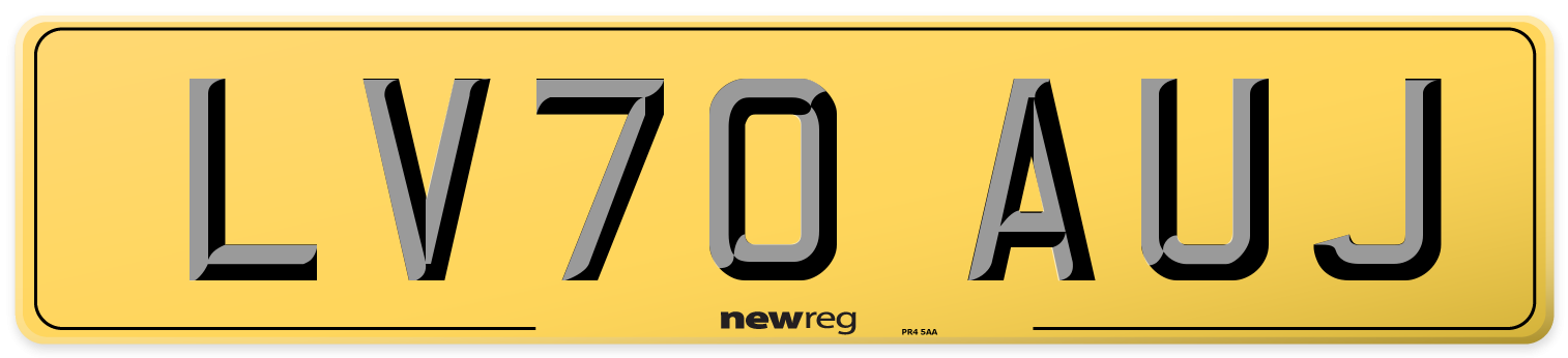 LV70 AUJ Rear Number Plate