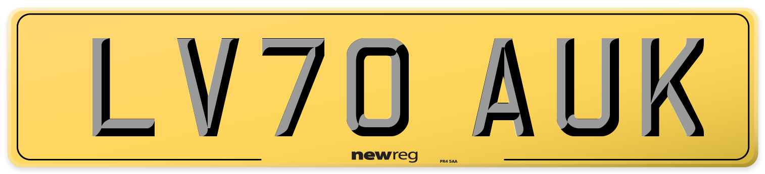 LV70 AUK Rear Number Plate