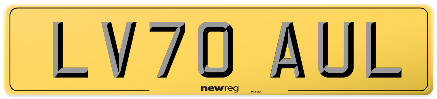 LV70 AUL Rear Number Plate