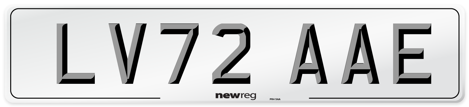 LV72 AAE Front Number Plate