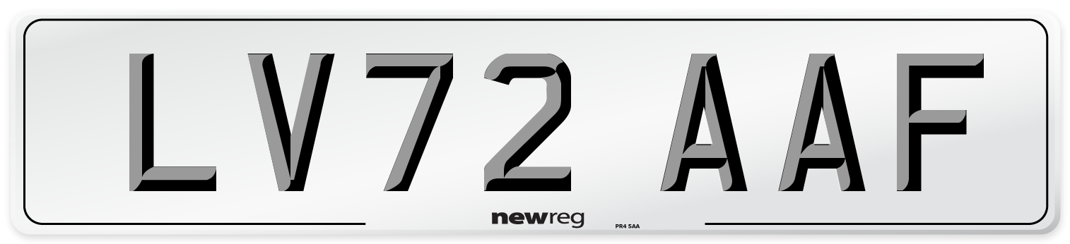 LV72 AAF Front Number Plate