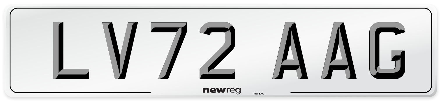 LV72 AAG Front Number Plate