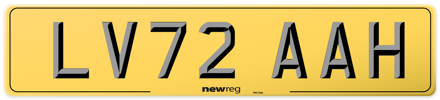 LV72 AAH Rear Number Plate