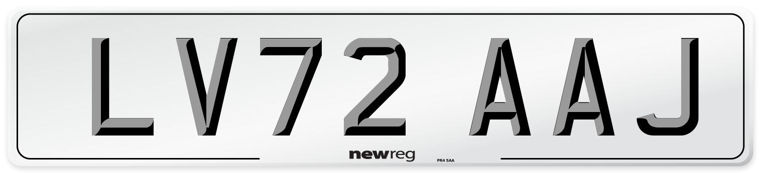 LV72 AAJ Front Number Plate