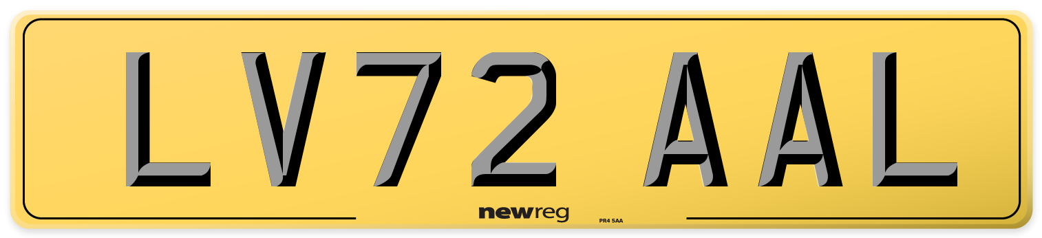 LV72 AAL Rear Number Plate