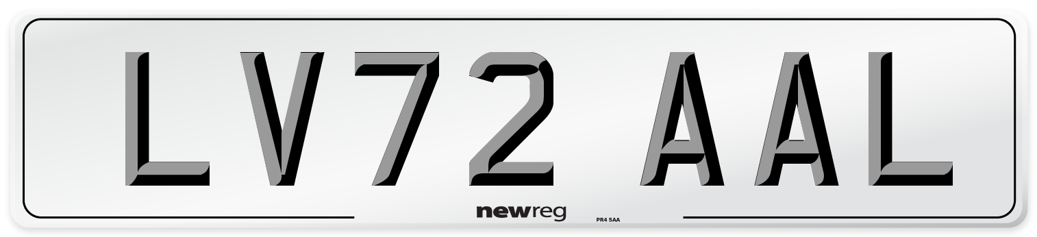 LV72 AAL Front Number Plate
