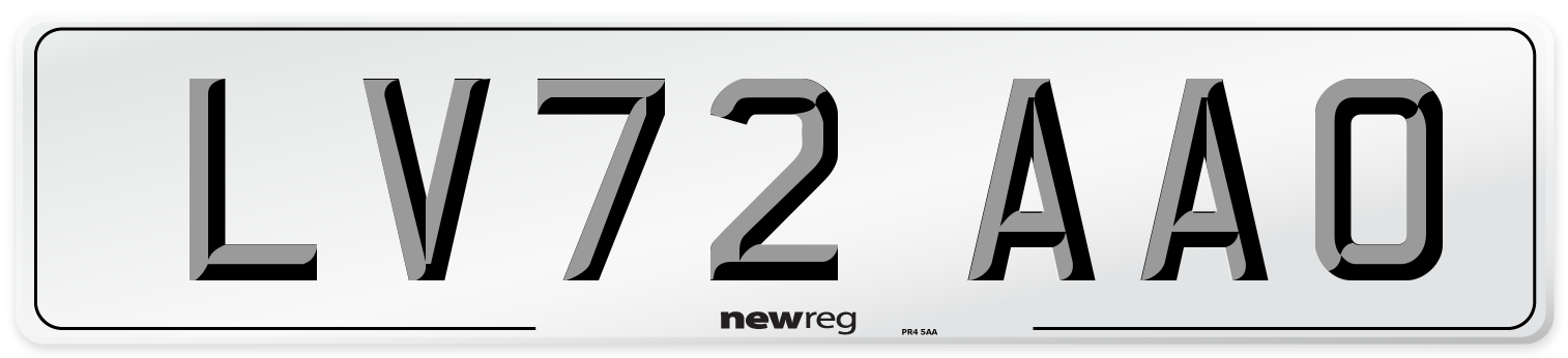 LV72 AAO Front Number Plate
