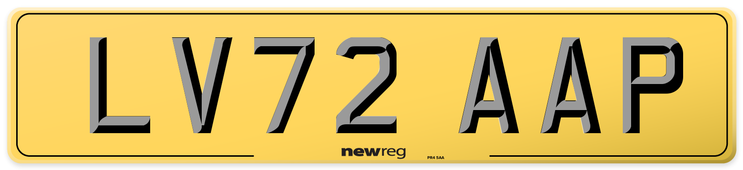 LV72 AAP Rear Number Plate
