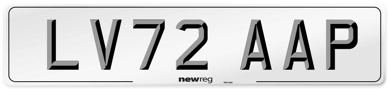LV72 AAP Front Number Plate