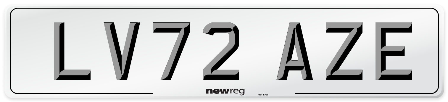 LV72 AZE Front Number Plate