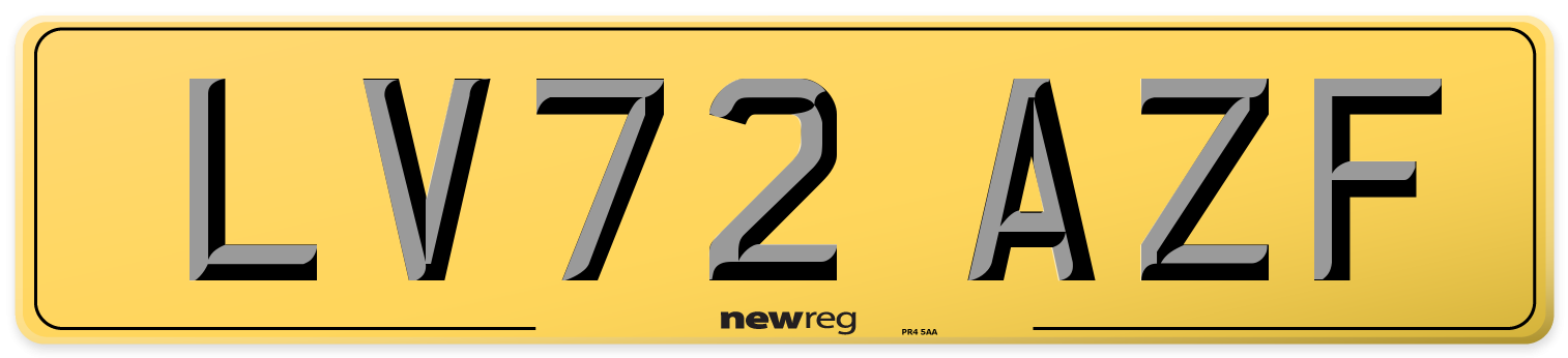 LV72 AZF Rear Number Plate