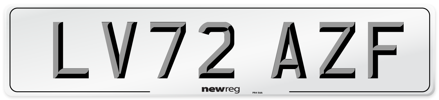 LV72 AZF Front Number Plate