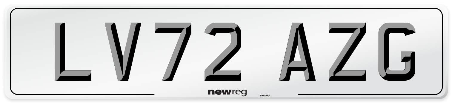 LV72 AZG Front Number Plate