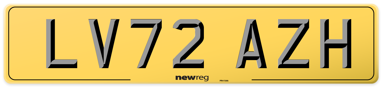LV72 AZH Rear Number Plate