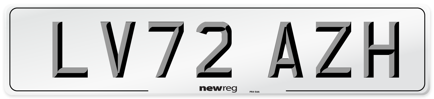 LV72 AZH Front Number Plate