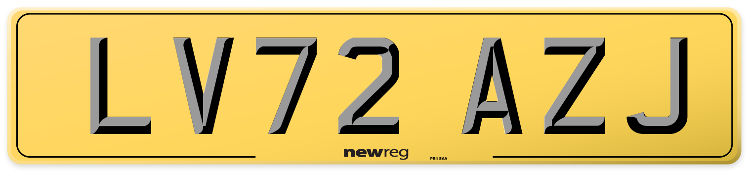 LV72 AZJ Rear Number Plate