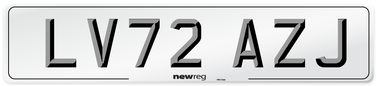 LV72 AZJ Front Number Plate
