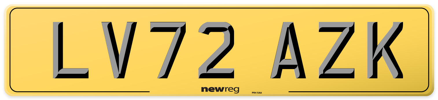 LV72 AZK Rear Number Plate