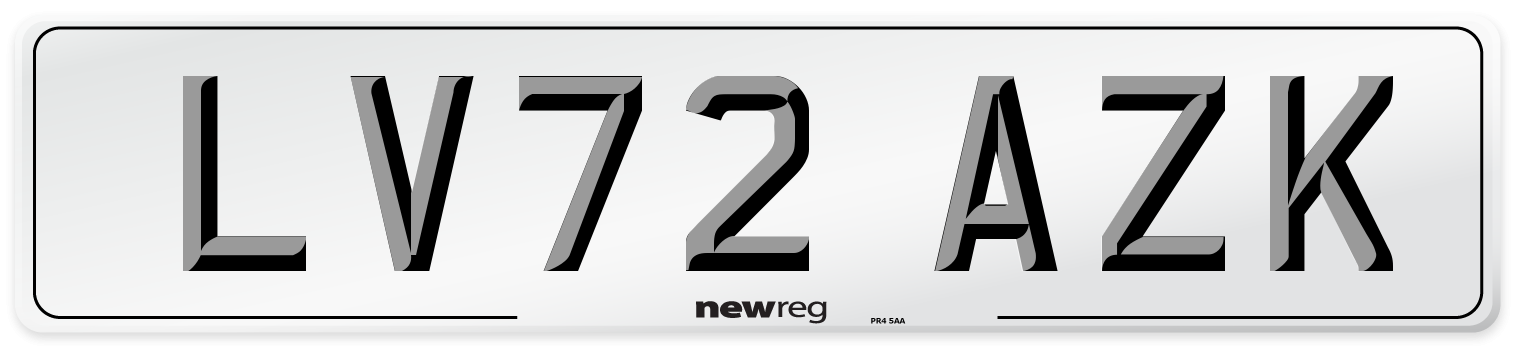 LV72 AZK Front Number Plate