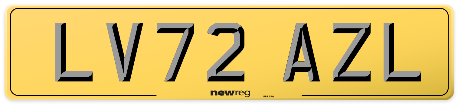 LV72 AZL Rear Number Plate