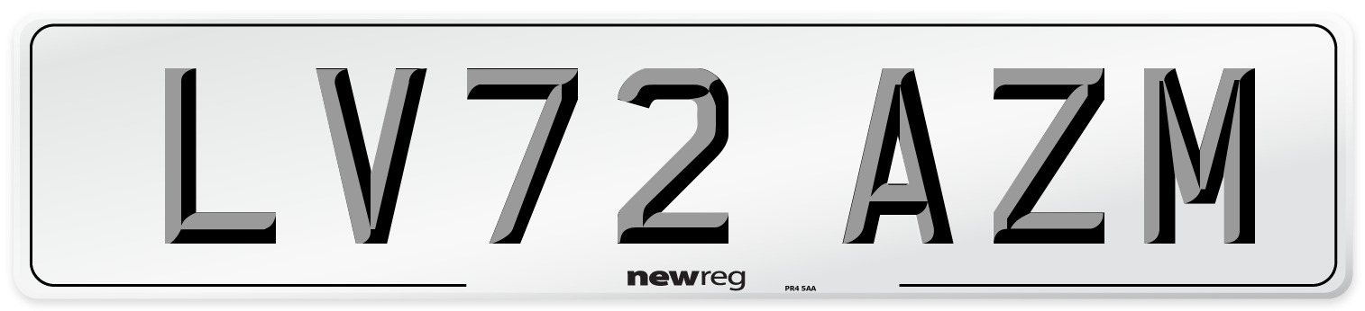 LV72 AZM Front Number Plate