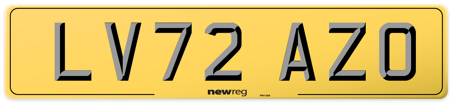 LV72 AZO Rear Number Plate