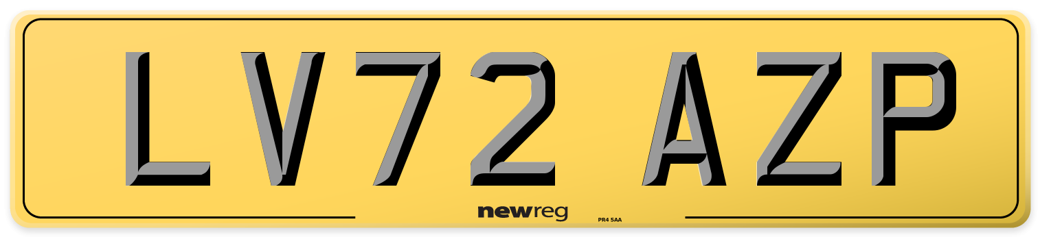 LV72 AZP Rear Number Plate