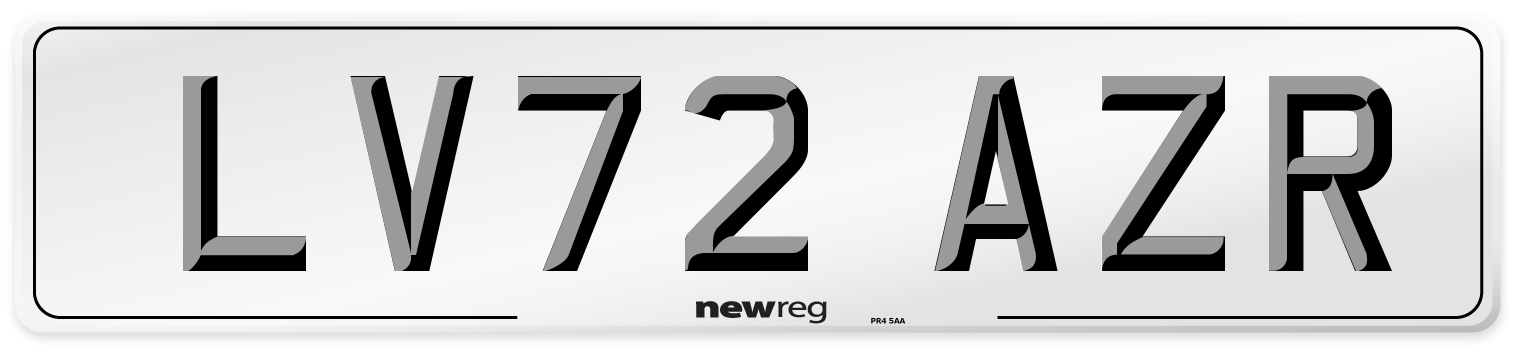 LV72 AZR Front Number Plate