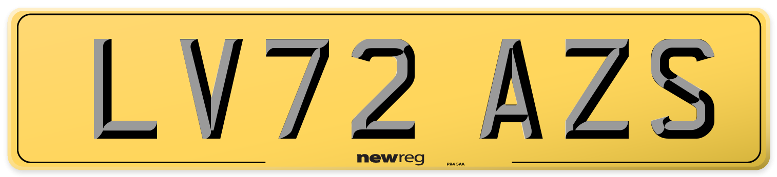 LV72 AZS Rear Number Plate