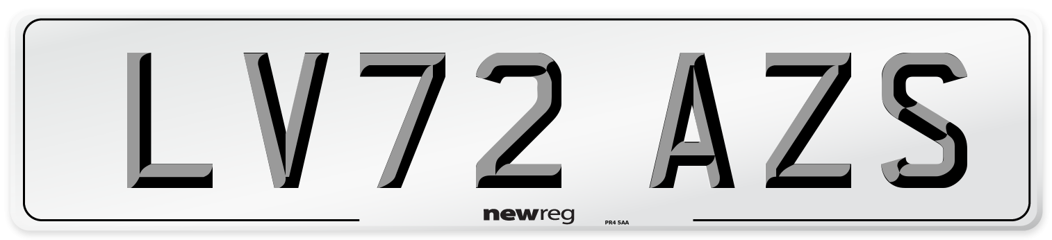 LV72 AZS Front Number Plate