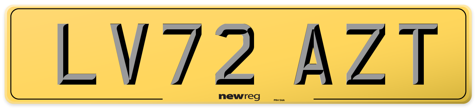 LV72 AZT Rear Number Plate