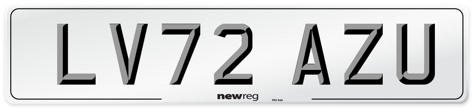 LV72 AZU Front Number Plate