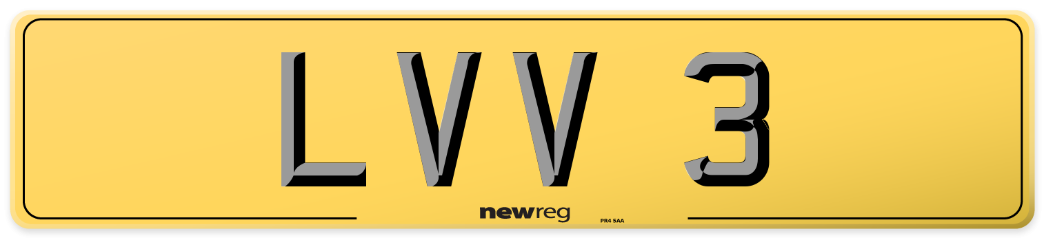 LVV 3 Rear Number Plate