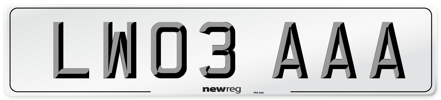 LW03 AAA Front Number Plate
