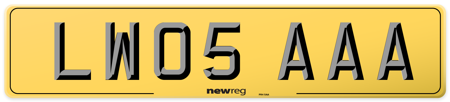 LW05 AAA Rear Number Plate