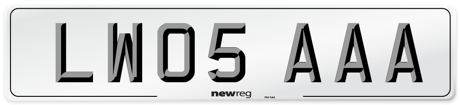 LW05 AAA Front Number Plate