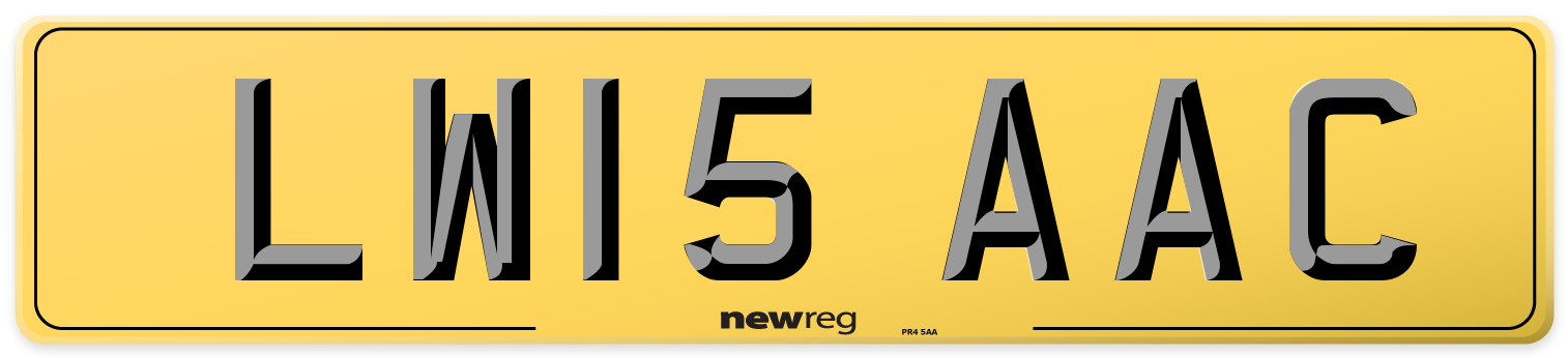LW15 AAC Rear Number Plate