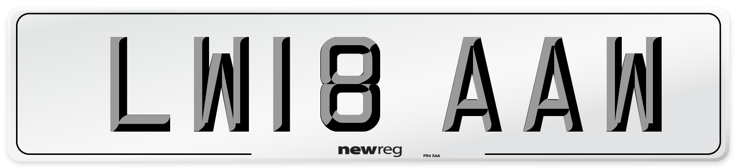 LW18 AAW Front Number Plate