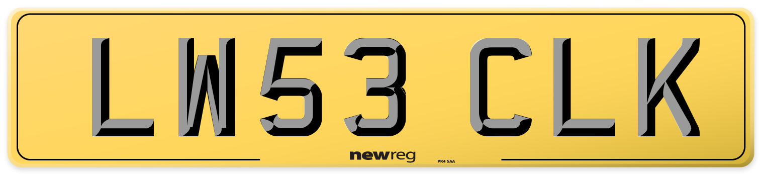 LW53 CLK Rear Number Plate