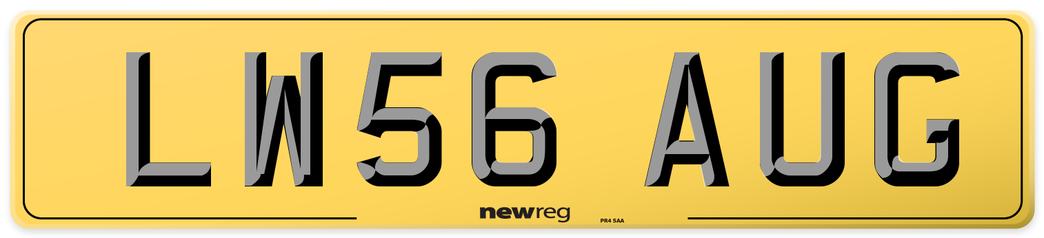 LW56 AUG Rear Number Plate