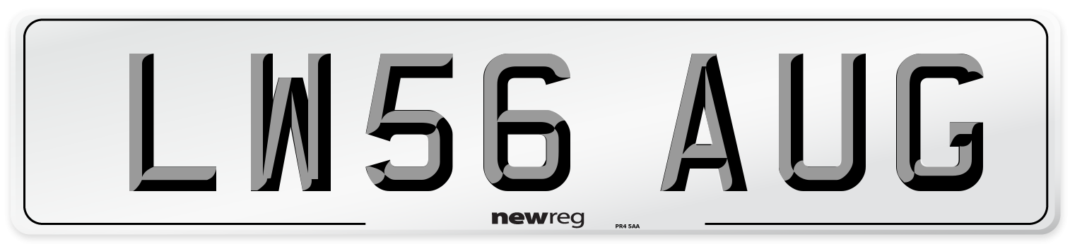LW56 AUG Front Number Plate