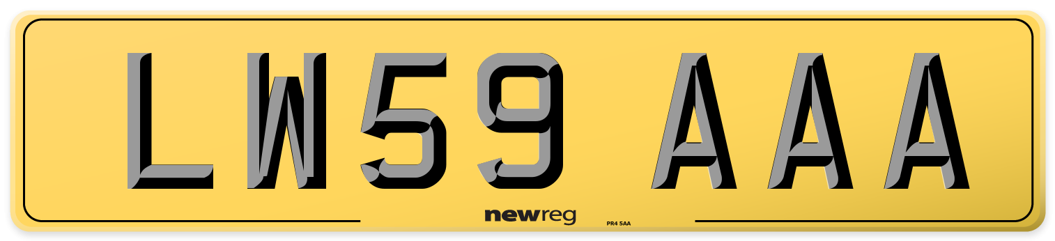 LW59 AAA Rear Number Plate