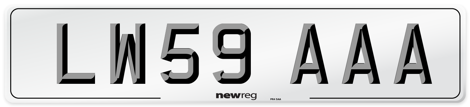 LW59 AAA Front Number Plate