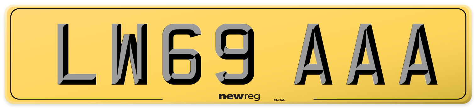 LW69 AAA Rear Number Plate