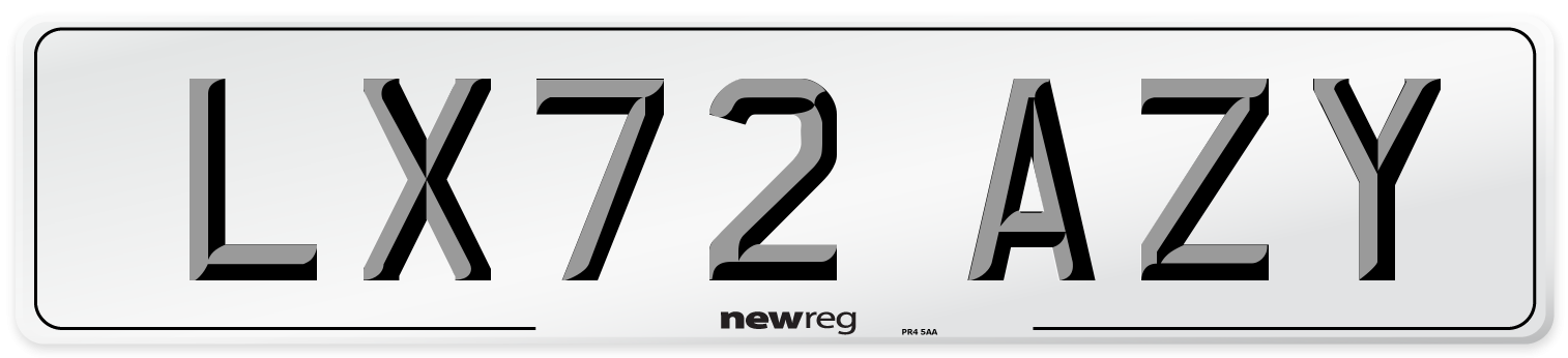 LX72 AZY Front Number Plate